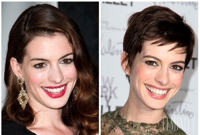 Anne Hathaway pôsobí s krátkym účesom oveľa staršie