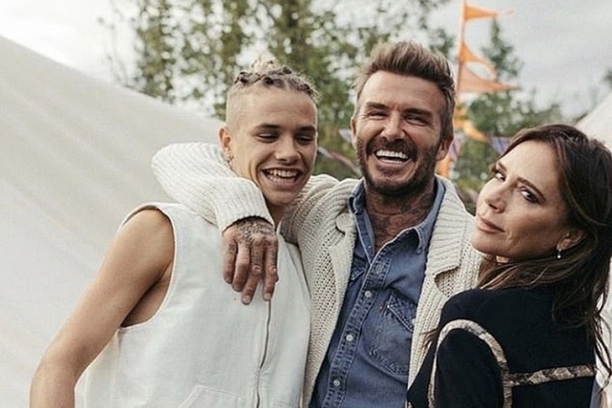 Romeo Beckham s rodičmi