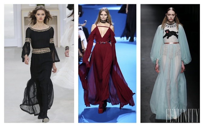 Znovuzrodenie v podobe romanticky ľahkých a nevinne ženských modelov sme mohli vidieť na mólach značiek ako Dior, Elie Saab, Gucci či Chanel Znovuzrodenie v podobe romanticky ľahkých a nevinne ženských modelov sme mohli vidieť na mólach značiek ako Dior, Elie Saab, Gucci či Chanel